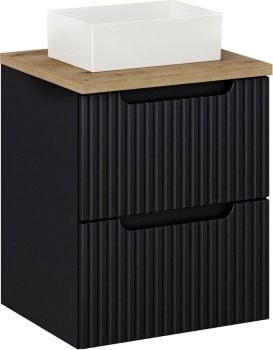 Závěsná skříňka Nova Black Gaja I s deskou a umyvadlem 50 cm černá/dub evoke