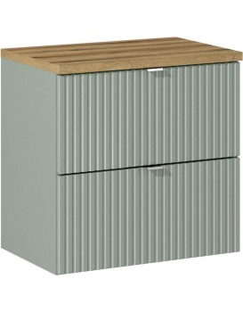 Závěsná skříňka Line Reed Green II s deskou 60 cm zelená/dub evoke