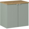 Závěsná skříňka Line Reed Green I s deskou 60 cm zelená/dub evoke