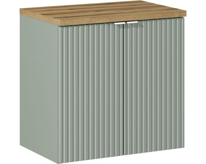 Závěsná skříňka Line Reed Green I s deskou 60 cm zelená/dub evoke