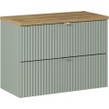 Závěsná skříňka pod umyvadlo Line Reed s deskou 80 cm zelená/dub coast evoke Závěsná skříňka pod umyvadlo Line Reed s deskou 80 cm zelená/dub coast evoke