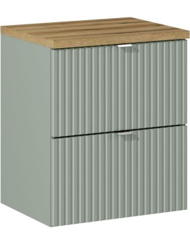 Závěsná skříňka Line Reed Green s deskou 50 cm zelená/dub evoke