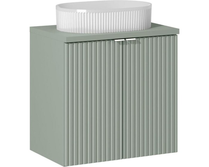 Závěsná skříňka Line Reed Green Beyond s deskou a umyvadlem 60 cm zelená