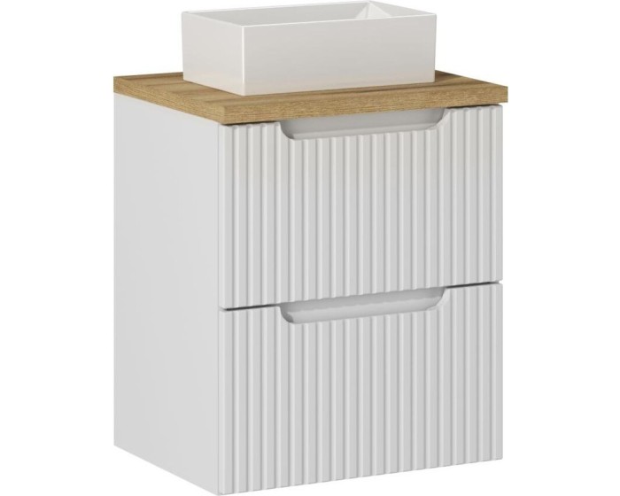 Závěsná skříňka Nova White Gaja I s deskou a umyvadlem 50 cm bílá/dub evoke