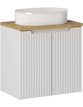Závěsná skříňka Nova White Beyond s deskou a umyvadlem 60 cm bílá/dub evoke