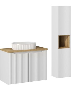 Koupelnová sestava Nova White 80 cm se skříňkami a umyvadlem bílá/dub evoke