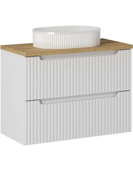 Závěsná skříňka Nova White I s deskou a umyvadlem 80 cm bílá/dub coast evoke