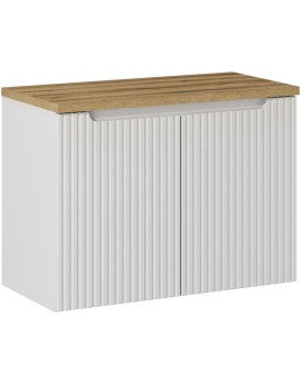 Závěsná skříňka pod umyvadlo Nova White II s deskou 80 cm bílá/dub coast evoke