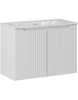 Závěsná umyvadlová skříňka Nova White se zápustným umyvadlem 80 cm bílá