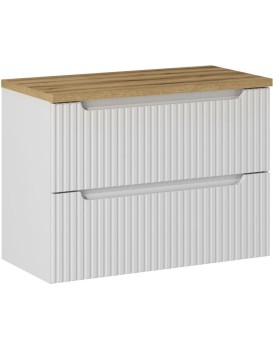 Závěsná skříňka pod umyvadlo Nova White I s deskou 80 cm bílá/dub coast evoke