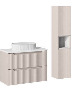 Koupelnová sestava Nova Cashmere 80 cm s umyvadlem, deskou a skříňkami kašmírová