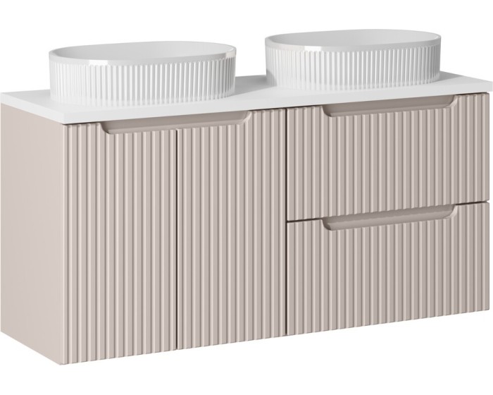 Závěsná skříňka Nova Cashmere Beyond s deskou a umyvadly 120 cm kašmírová
