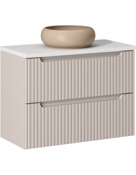 Závěsná skříňka Nova Cashmere II s deskou a umyvadlem 80 cm kašmír/bílá