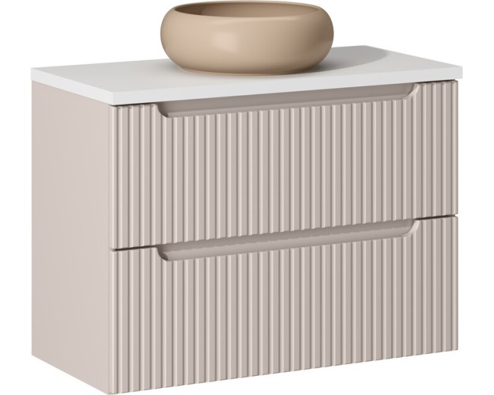 Závěsná skříňka Nova Cashmere II s deskou a umyvadlem 80 cm kašmír/bílá