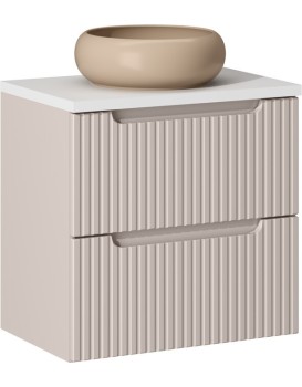 Závěsná skříňka Nova Cashmere Wiki II s deskou a umyvadlem 60 cm kašmírová/bílá