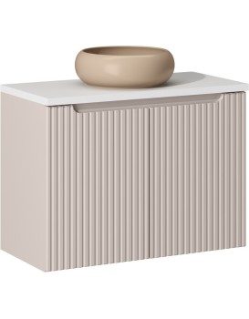Závěsná skříňka Nova Cashmere I s deskou a umyvadlem 80 cm kašmír/bílá