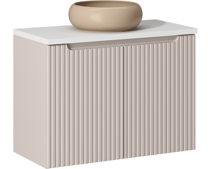 Závěsná skříňka Nova Cashmere I s deskou a umyvadlem 80 cm kašmír/bílá