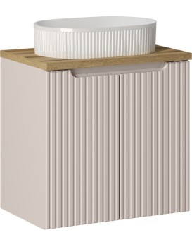 Závěsná skříňka Nova Cashmere Beyond I s deskou a umyvadlem 60 cm kašmírová/dub evoke