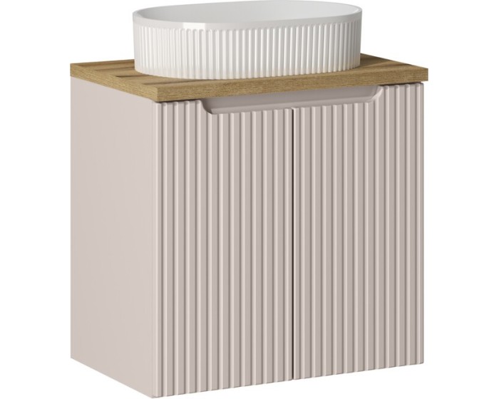 Závěsná skříňka Nova Cashmere Beyond I s deskou a umyvadlem 60 cm kašmírová/dub evoke
