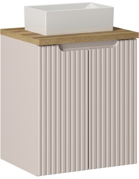 Závěsná skříňka Nova Cashmere Gaja I s deskou a umyvadlem 50 cm kašmírová/dub evoke