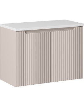 Závěsná skříňka pod umyvadlo Nova Cashmere I s deskou 80 cm kašmír/bílá