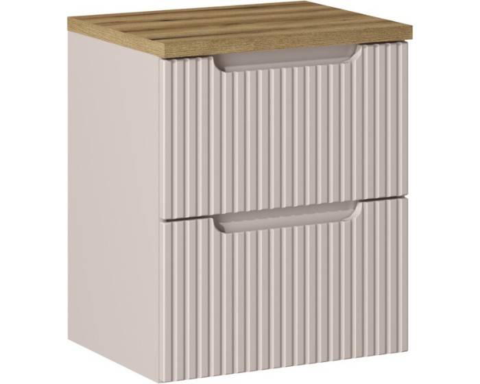 Závěsná skříňka pod umyvadlo Nova Cashmere II s deskou 50 cm kašmírová/dub evoke