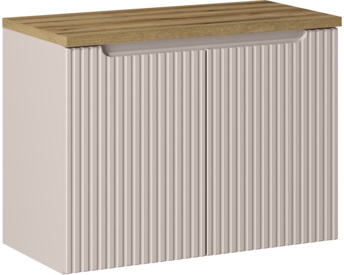 Závěsná skříňka pod umyvadlo Nova Cashmere I s deskou 80 cm kašmír/dub coast evoke