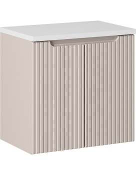 Závěsná skříňka Nova Cashmere I s deskou 60 cm kašmírová/bílá