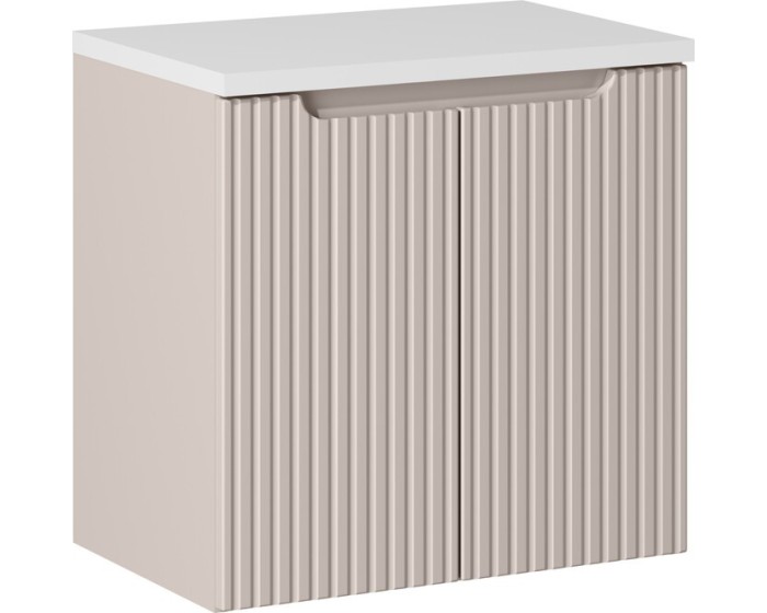 Závěsná skříňka Nova Cashmere I s deskou 60 cm kašmírová/bílá