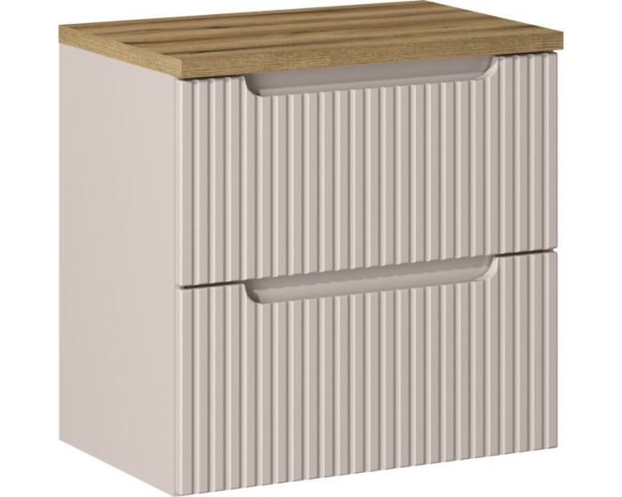 Závěsná skříňka Nova Cashmere II s deskou 60 cm kašmírová/dub evoke