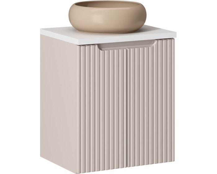 Závěsná skříňka Nova Cashmere Wiki I s deskou a umyvadlem 50 cm kašmírová/bílá