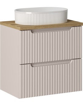 Závěsná skříňka Nova Cashmere Beyond II s deskou a umyvadlem 60 cm kašmírová/dub evoke