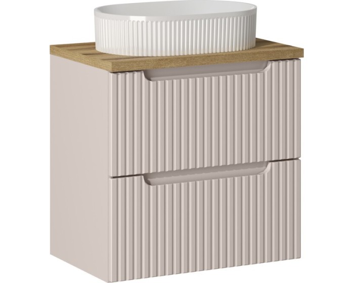 Závěsná skříňka Nova Cashmere Beyond II s deskou a umyvadlem 60 cm kašmírová/dub evoke