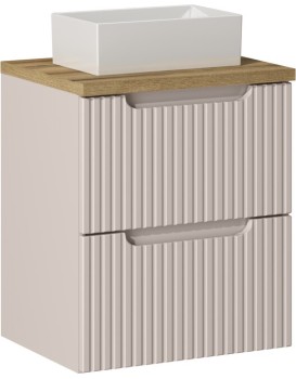 Závěsná skříňka Nova Cashmere Gaja II s deskou a umyvadlem 50 cm kašmírová/dub evoke