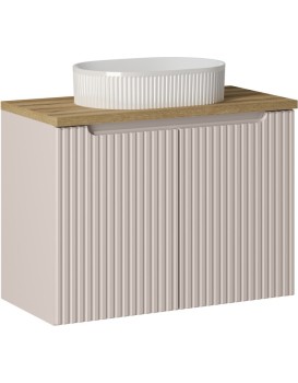 Závěsná skříňka Nova Cashmere Beyond I s deskou a umyvadlem 80 cm kašmír/dub coast evoke