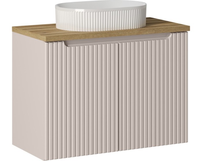Závěsná skříňka Nova Cashmere Beyond I s deskou a umyvadlem 80 cm kašmír/dub coast evoke