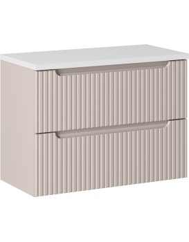 Závěsná skříňka pod umyvadlo Nova Cashmere II s deskou 80 cm kašmír/bílá