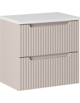 Závěsná skříňka Nova Cashmere II s deskou 60 cm kašmírová/bílá