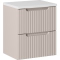 Závěsná skříňka pod umyvadlo Nova Cashmere II s deskou 50 cm kašmírová/bílá
