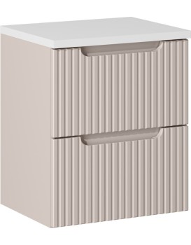 Závěsná skříňka pod umyvadlo Nova Cashmere II s deskou 50 cm kašmírová/bílá