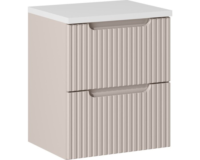 Závěsná skříňka pod umyvadlo Nova Cashmere II s deskou 50 cm kašmírová/bílá