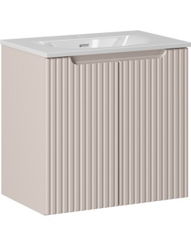 Koupelnová skříňka Nova Cashmere I Sky se zápustným umyvadlem 60 cm kašmírová/bílá