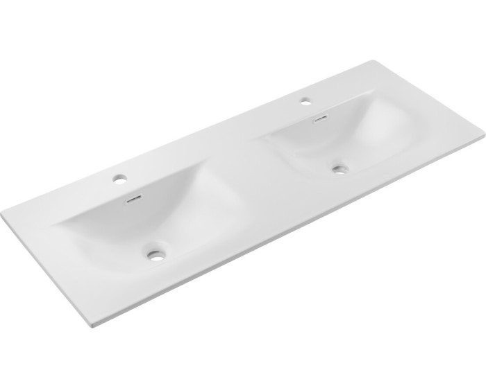 Dvojité keramické zápustné umyvadlo Sky1 120 cm matné bílé