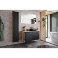 Vysoká závěsná koupelnová skříňka LUXOR BLACK 80-01-1D černá/dub olejovaný