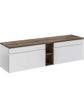 Závěsná skříňka pod umyvadlo Iconic s deskou 180 cm bílá/dub santa fe vintage