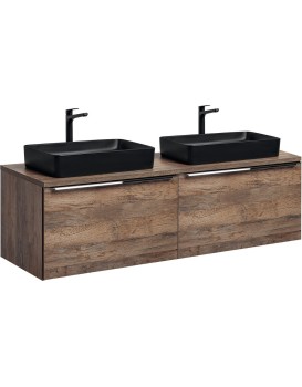 Závěsná skříňka SantaFe Slim s deskou a umyvadly 160 cm dub santa fe vintage