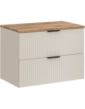 Závěsná skříňka pod umyvadlo Adel Cashmere s deskou 80 cm kašmír/dub wotan