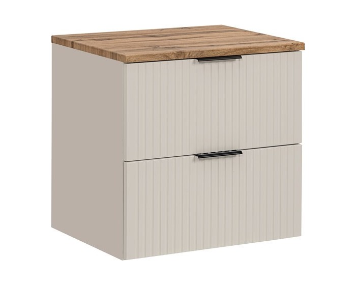 Závěsná skříňka Adele Cashmere s deskou 60 cm kašmírová/dub evoke