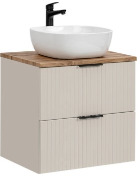 Závěsná skříňka Adele Cashmere Smile s deskou a umyvadlem 60 cm kašmírová/dub evoke