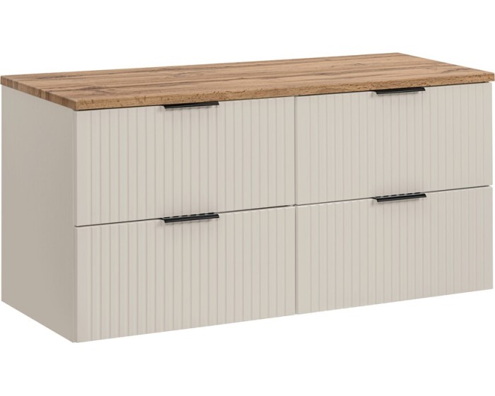 Závěsná skříňka Adele Cashmere s deskou 120 cm kašmírová/dub wotan